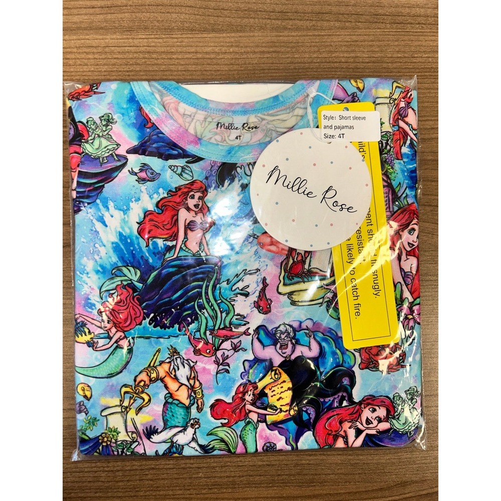 Millie rose‎ part of your world mermaid 2pc set 4T short sleeve pants bamboo NIB